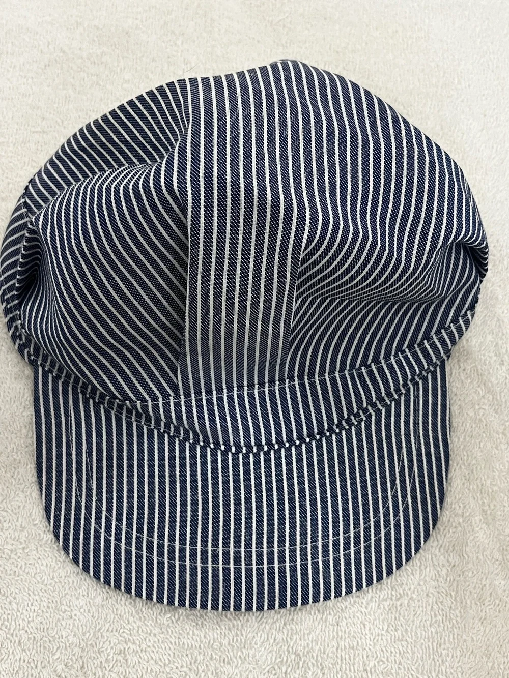 Blue & White Striped Train Conductor Cap